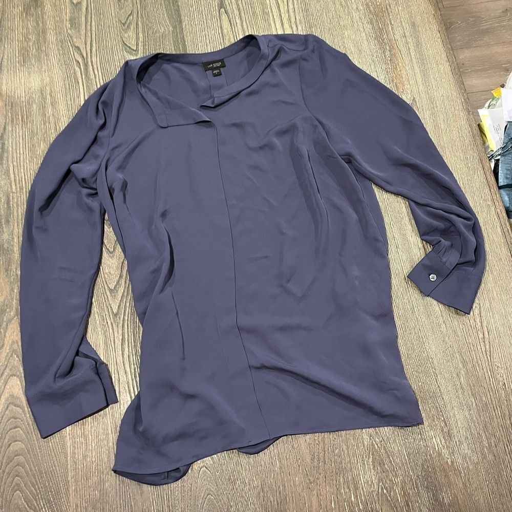 NWOT J. Jill Wearever Easy-Care Split-Neck Tunic Top Long Sleeve Purple Dusk L